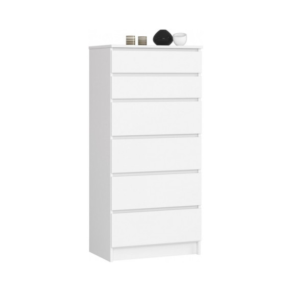 Comodă cu 6 sertare - 60x130x40 cm - Inlea4Home K60 6SZ CLP - alb