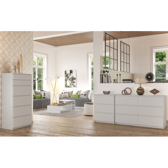 Comodă cu 6 sertare - 60x130x40 cm - Inlea4Home K60 6SZ CLP - alb