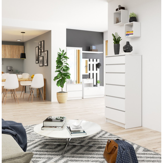 Comodă cu 6 sertare - 60x130x40 cm - Inlea4Home K60 6SZ CLP - alb