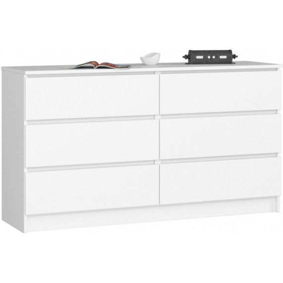Comodă cu 6 sertare - 138x77x40 cm - Inlea4Home K138 6SZ CLP - alb