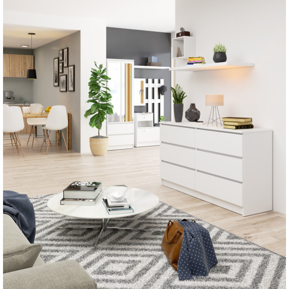 Comodă cu 6 sertare - 138x77x40 cm - Inlea4Home K138 6SZ CLP - alb