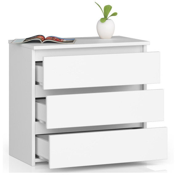 Komód 3 fiókos 60x57x35 cm Inlea4Home CL3 3SZ CLP - fehér