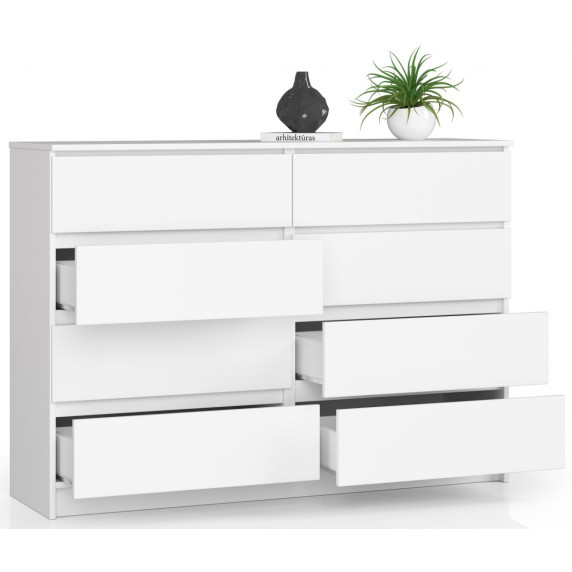 Komód 8 fiókos 138x99x40 cm Inlea4Home K138 8SZ CLP - fehér