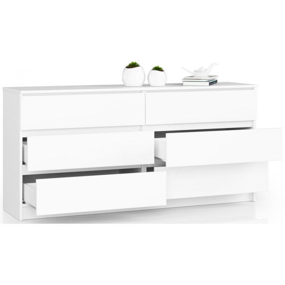 Komoda so 6 zásuvkami 160 x 77 x 40 cm Inlea4Home K160 6SZ CLP - biela