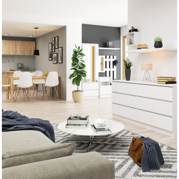 Komoda so 6 zásuvkami 160 x 77 x 40 cm Inlea4Home K160 6SZ CLP - biela