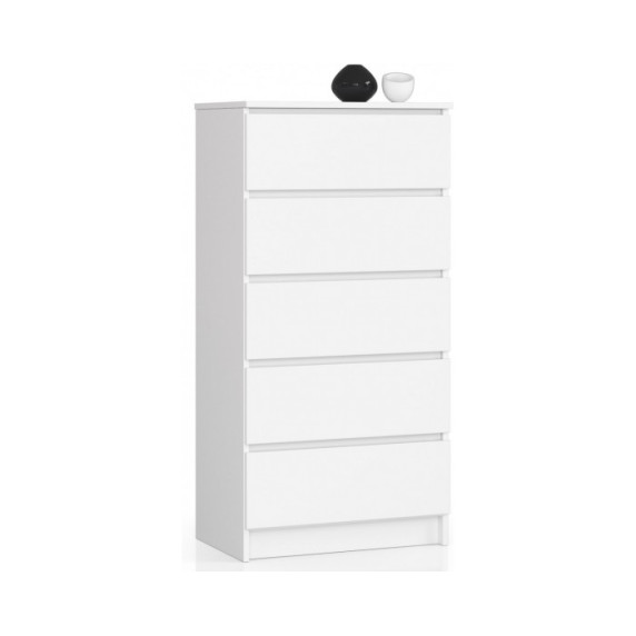 Comodă cu 5 sertare - 60x121x40 cm - Inlea4Home K60 5SZ CLP - alb