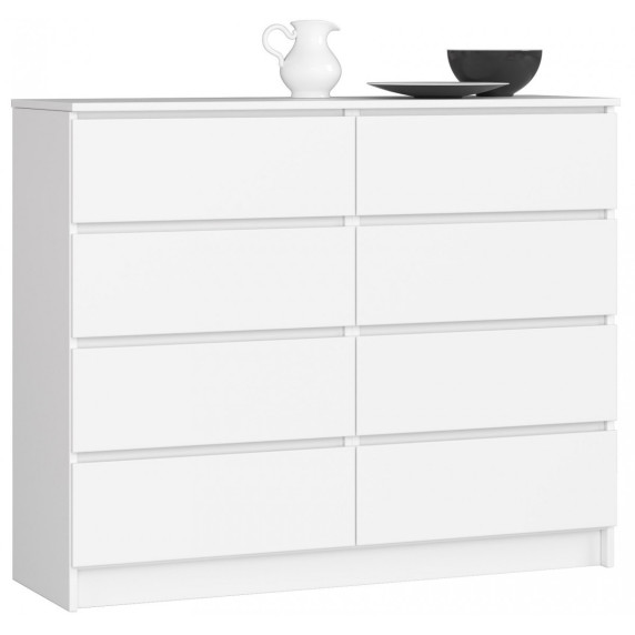 Komód 8 fiókos 120x99x40 cm Inlea4Home K120 8SZ CLP - fehér