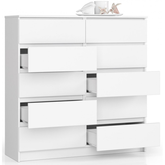 Comodă cu 10 sertare - 120x121x40 cm - Inlea4Home K120 10SZ CLP - alb