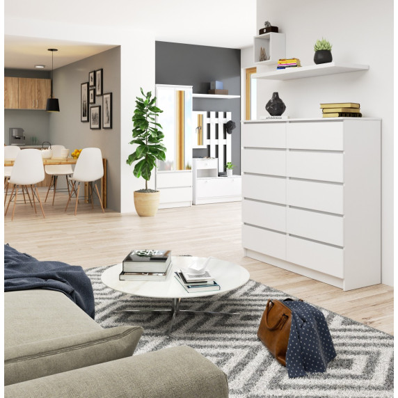 Comodă cu 10 sertare - 120x121x40 cm - Inlea4Home K120 10SZ CLP - alb