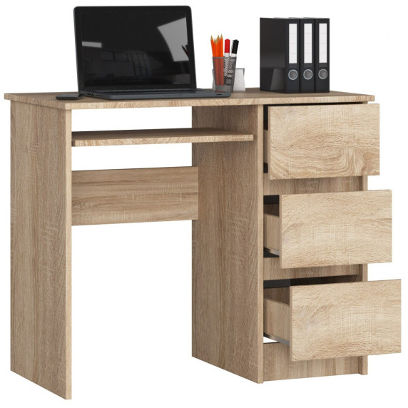 Birou cu sertare și suport tastatură - 90x77x50 cm A-6 CLP PRAWE - stejar Sonoma