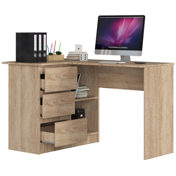 Sarok íróasztal balos 124,5x77x85 cm Inlea4Home B16 CLP LEWE - Sonoma tölgy