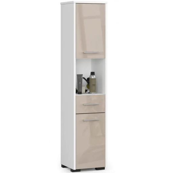 Dulap baie FIN 140 cm - alb/ capuccino lucios