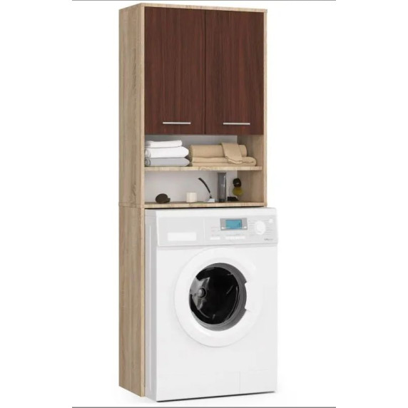 Dulap baie cu rafturi pentru mașină de spălat - Sonoma/Wenge
