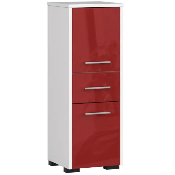 Dulap baie - 85 cm - alb/roșu lucios - FIN