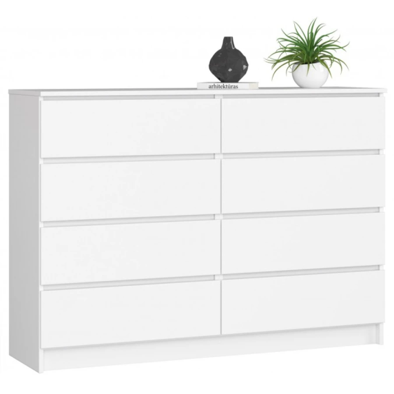 Komód 8 fiókos 138x99x40 cm Inlea4Home K138 8SZ CLP - fehér