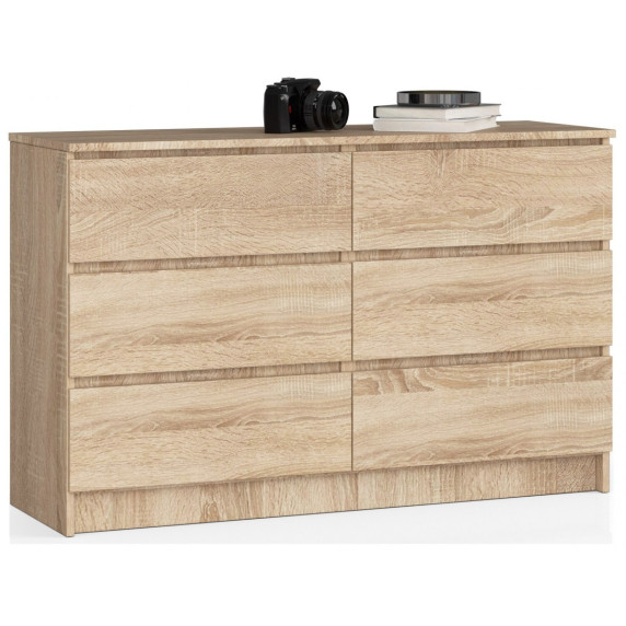Comodă cu 6 sertare - 120x77x40 cm - Inlea4Home K120 6SZ CLP - stejar Sonoma