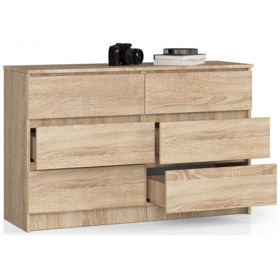 Comodă cu 6 sertare - 120x77x40 cm - Inlea4Home K120 6SZ CLP - stejar Sonoma
