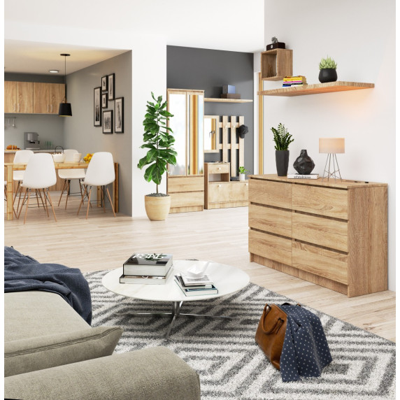 Comodă cu 6 sertare - 120x77x40 cm - Inlea4Home K120 6SZ CLP - stejar Sonoma