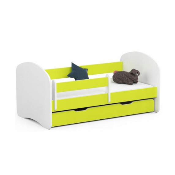 Pat pentru copii cu suport pentru lenjerie și saltea Smile 180 x 90 cm - alb/galben