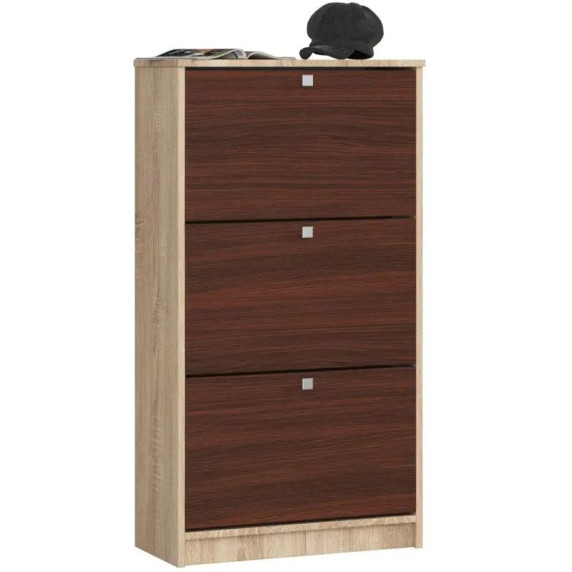 Dulap pantofi cu 3 compartimente - 60 x 113 x 28,5 cm - Sonoma /Wenge