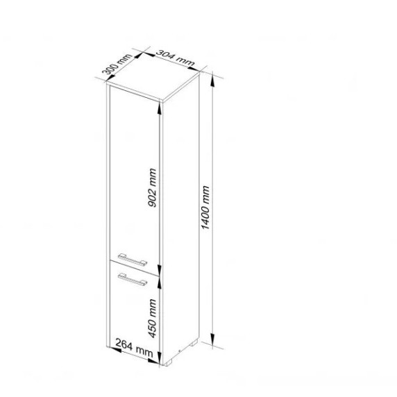 Dulap baie 140 cm - alb/grafit lucios