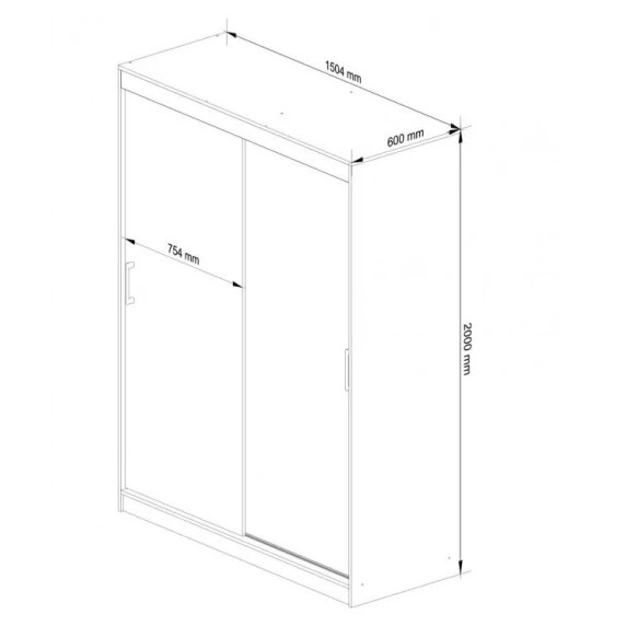 Șifonier cu uși glisante și oglindă - 150 cm - alb