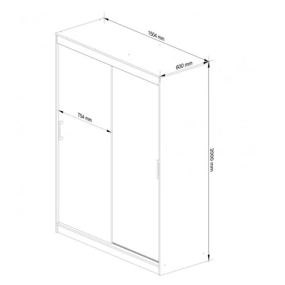 Șifonier cu uși glisante și oglindă - 150 cm - stejar sonoma