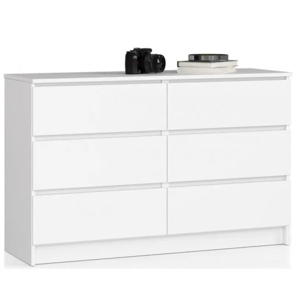Comodă cu 6 sertare - 120x77x40 cm - Inlea4Home K120 6SZ CLP - alb
