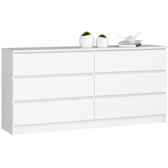 Komoda so 6 zásuvkami 160 x 77 x 40 cm Inlea4Home K160 6SZ CLP - biela