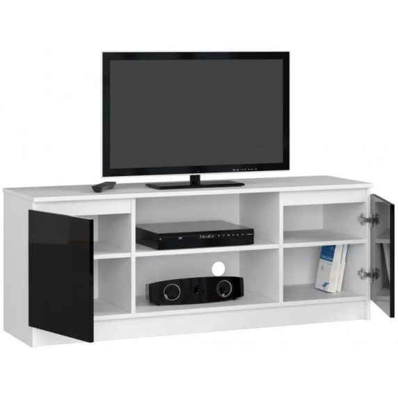 TV stolík s vysokým leskom 140 cm AKORD CLP - biely/čierny