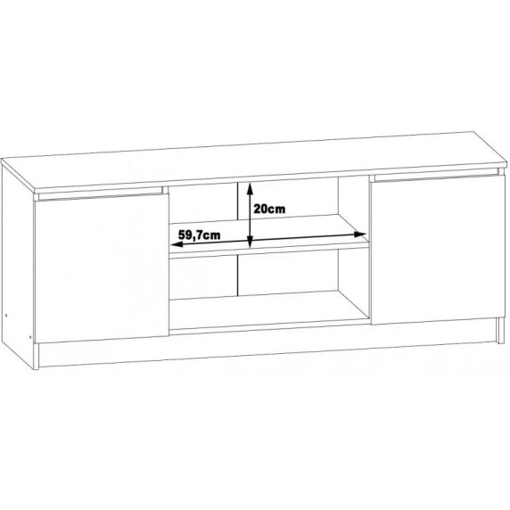TV stolík s vysokým leskom 140 cm AKORD CLP - biely/čierny