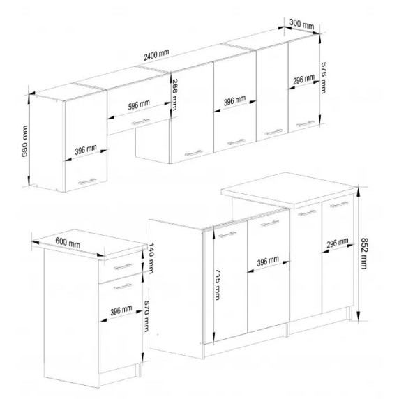 Set mobilă de bucătărie - OLIWIA - 240 cm