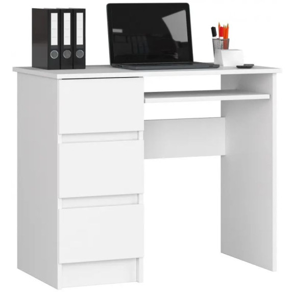 Písací stôl ľavý 90 x 77 x 50 cm Inlea4Home A-6 CLP LEWE - biela