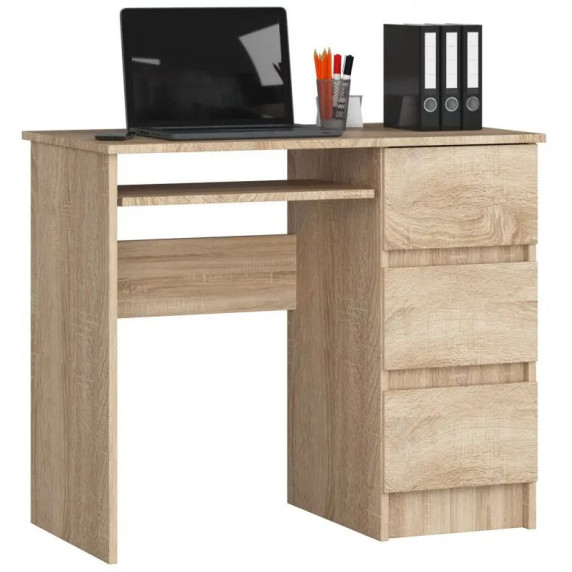 Birou cu sertare și suport tastatură - 90x77x50 cm A-6 CLP PRAWE - stejar Sonoma