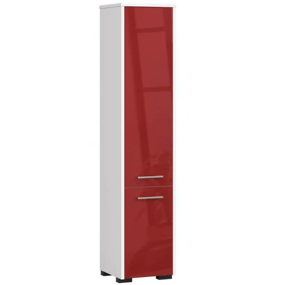Dulap baie 140 cm - alb/roșu lucios