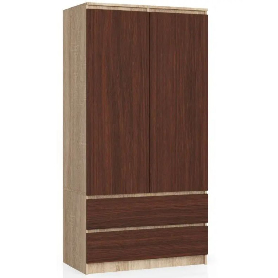 Dvojkrídlová skriňa s 2 zásuvkami 90 cm AKORD CLP - dub sonoma/wenge