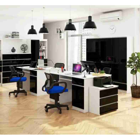 Dulap cu 1 sertar  AKORD R60 2D 1SZ CLP POLYSK - negru lucios