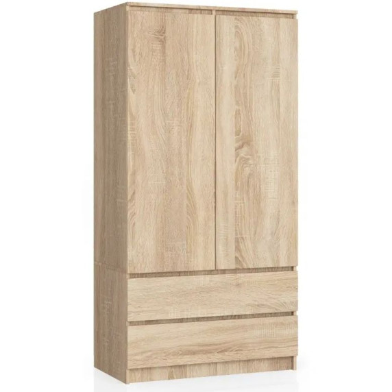 Dvojkrídlová skriňa s 2 zásuvkami 90 cm AKORD CLP - dub sonoma