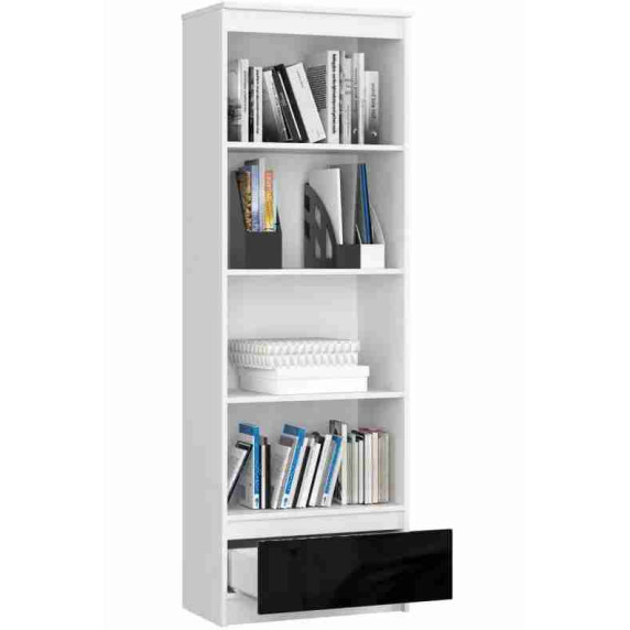 Dulap cu rafturi și 1 sertar - AKORD R60 1SZ 4P CLP POLYSK  - negru lucios
