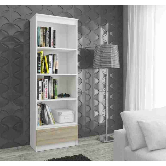 Dulap cu rafturi și 1 sertar - AKORD R60 1SZ 4P CLP - alb/sonoma