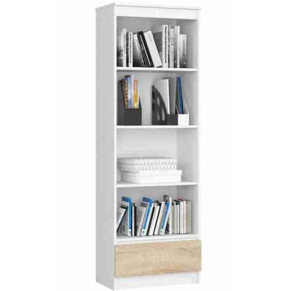 Dulap cu rafturi și 1 sertar - AKORD R60 1SZ 4P CLP - alb/sonoma