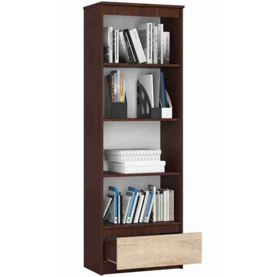 Dulap cu rafturi și 1 sertar - AKORD R60 1SZ 4P CLP  - Wenge/Sonoma