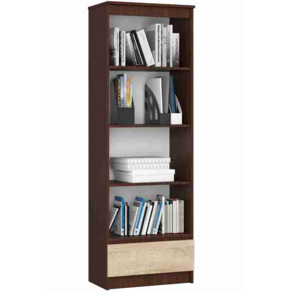 Dulap cu rafturi și 1 sertar - AKORD R60 1SZ 4P CLP  - Wenge/Sonoma