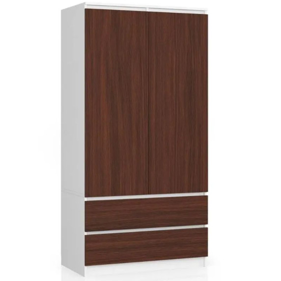 Dulap cu 2 uși și 2 sertare - 90 cm - alb/wenge - AKORD