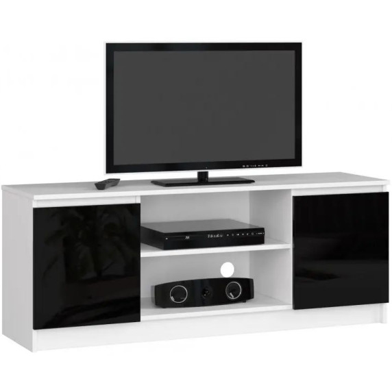 TV stolík s vysokým leskom 140 cm AKORD CLP - biely/čierny