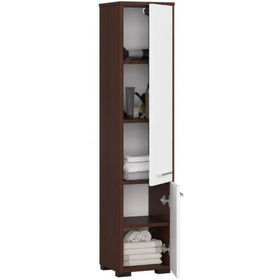 Kúpeľňová skrinka 140 cm AKORD FIN - wenge/biela