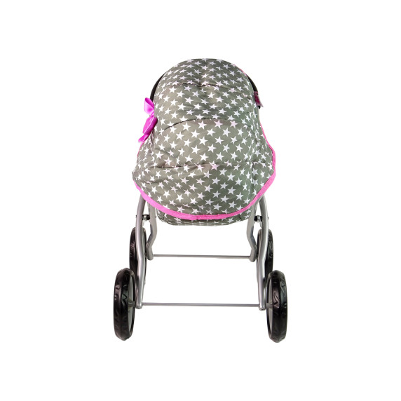 Játék babakocsi ALICA Pink Star - Rózsaszín/szürke csillagos