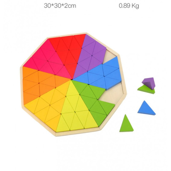 Puzzle logic Montessori cu triunghiuri din lemn - Inlea4Fun TRIANGLE