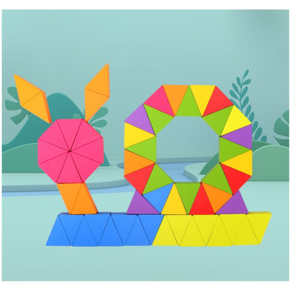 Puzzle logic Montessori cu triunghiuri din lemn - Inlea4Fun TRIANGLE