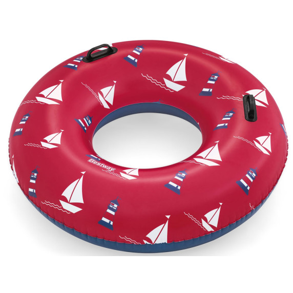 Colac gonflabil - 119 cm Bestway 36353 - roșu/barcă cu pânză